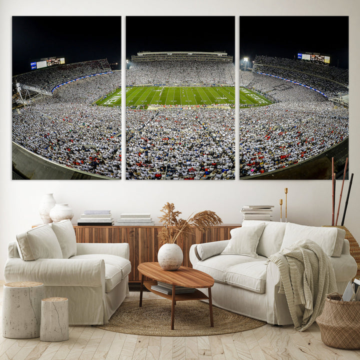 Beaver Stadium Penn State Football Wall Art Penn State Stadium Ready to Hang Canvas Stadium Print Beaver Stadium Out Penn State Night Game