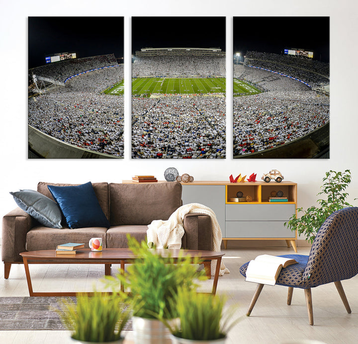 Beaver Stadium Penn State Football Wall Art Penn State Stadium Ready to Hang Canvas Stadium Print Beaver Stadium Out Penn State Night Game