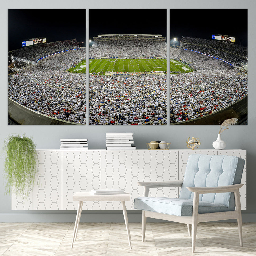 Beaver Stadium Penn State Football Wall Art Penn State Stadium Ready to Hang Canvas Stadium Print Beaver Stadium Out Penn State Night Game