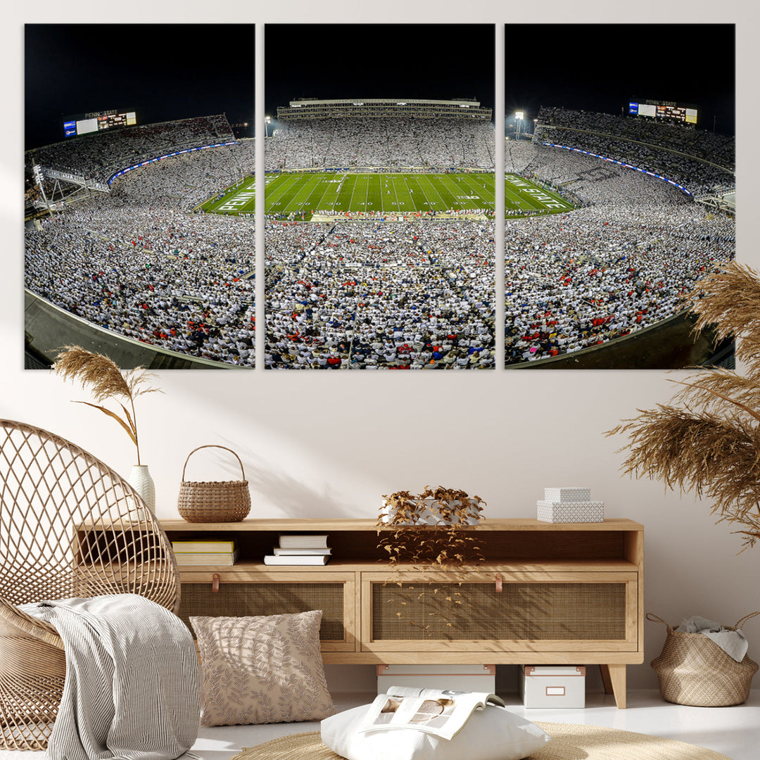 Beaver Stadium Penn State Football Wall Art Penn State Stadium Ready to Hang Canvas Stadium Print Beaver Stadium Out Penn State Night Game