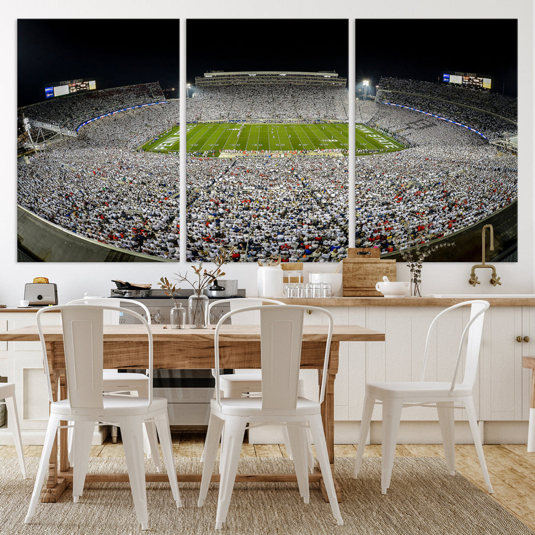 Beaver Stadium Penn State Football Wall Art Penn State Stadium Ready to Hang Canvas Stadium Print Beaver Stadium Out Penn State Night Game