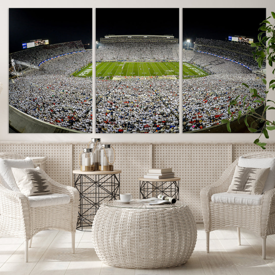 Beaver Stadium Penn State Football Wall Art Penn State Stadium Ready to Hang Canvas Stadium Print Beaver Stadium Out Penn State Night Game