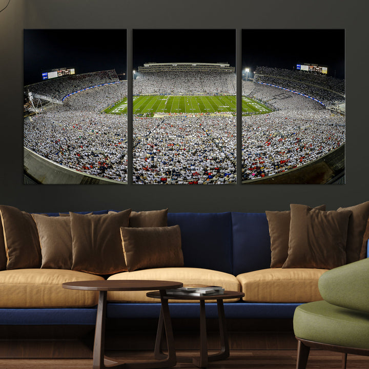 Beaver Stadium Penn State Football Wall Art Penn State Stadium Ready to Hang Canvas Stadium Print Beaver Stadium Out Penn State Night Game