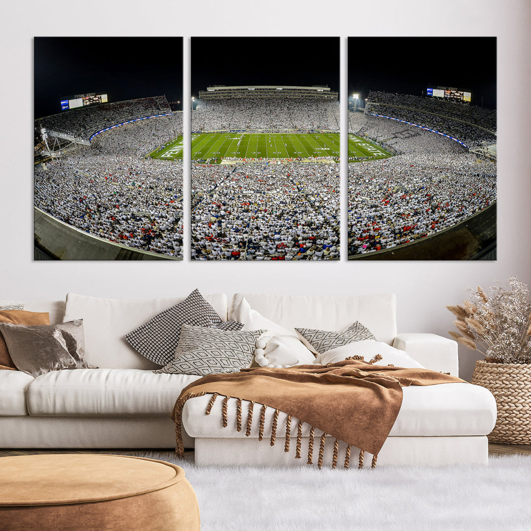 Beaver Stadium Penn State Football Wall Art Penn State Stadium Ready to Hang Canvas Stadium Print Beaver Stadium Out Penn State Night Game