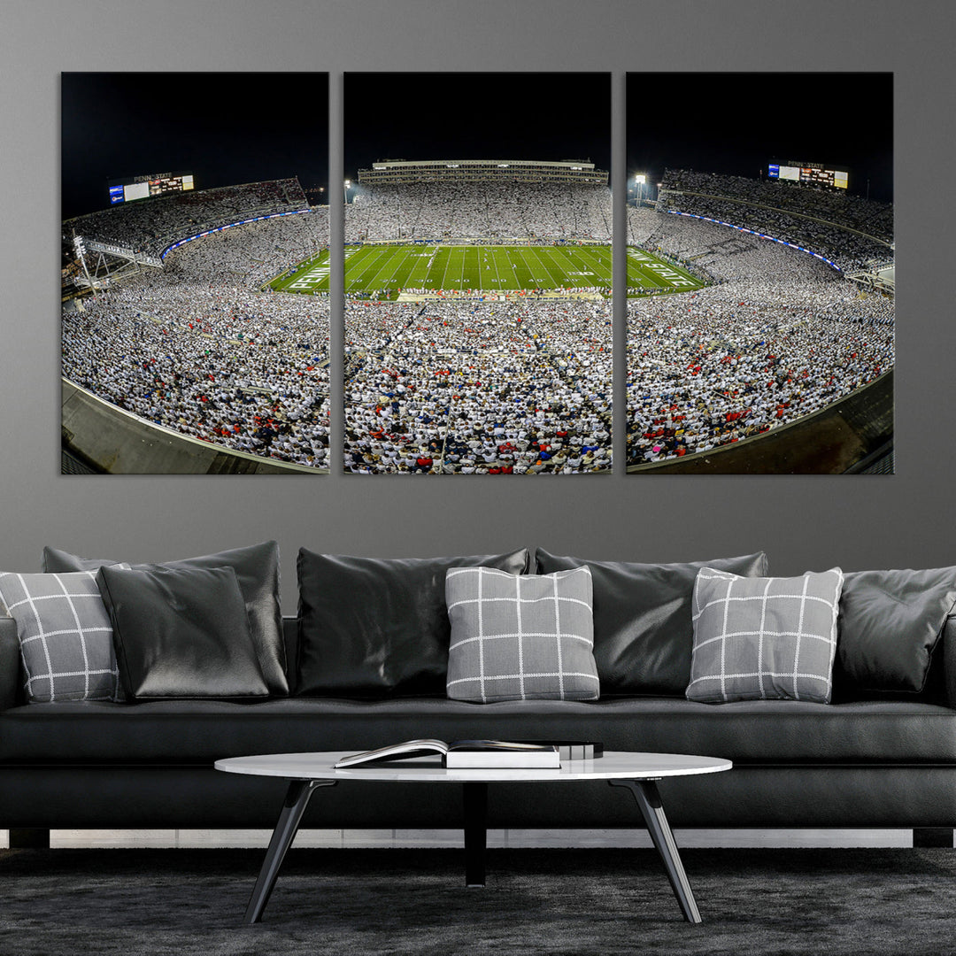 Beaver Stadium Penn State Football Wall Art Penn State Stadium Ready to Hang Canvas Stadium Print Beaver Stadium Out Penn State Night Game