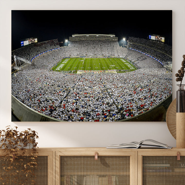 Beaver Stadium Penn State Football Wall Art Penn State Stadium Ready to Hang Canvas Stadium Print Beaver Stadium Out Penn State Night Game