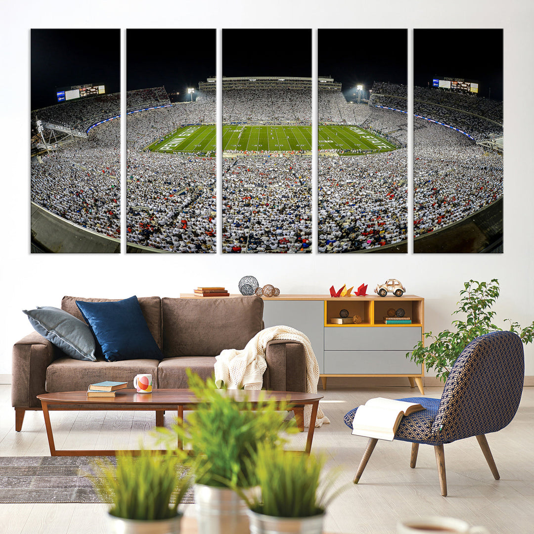 Beaver Stadium Penn State Football Wall Art Penn State Stadium Ready to Hang Canvas Stadium Print Beaver Stadium Out Penn State Night Game