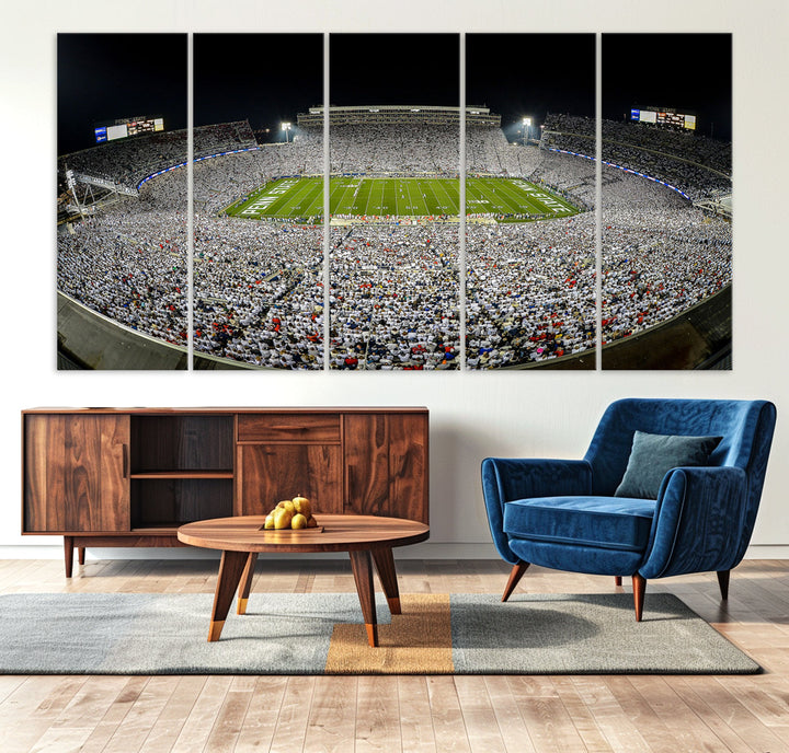 Beaver Stadium Penn State Football Wall Art Penn State Stadium Ready to Hang Canvas Stadium Print Beaver Stadium Out Penn State Night Game