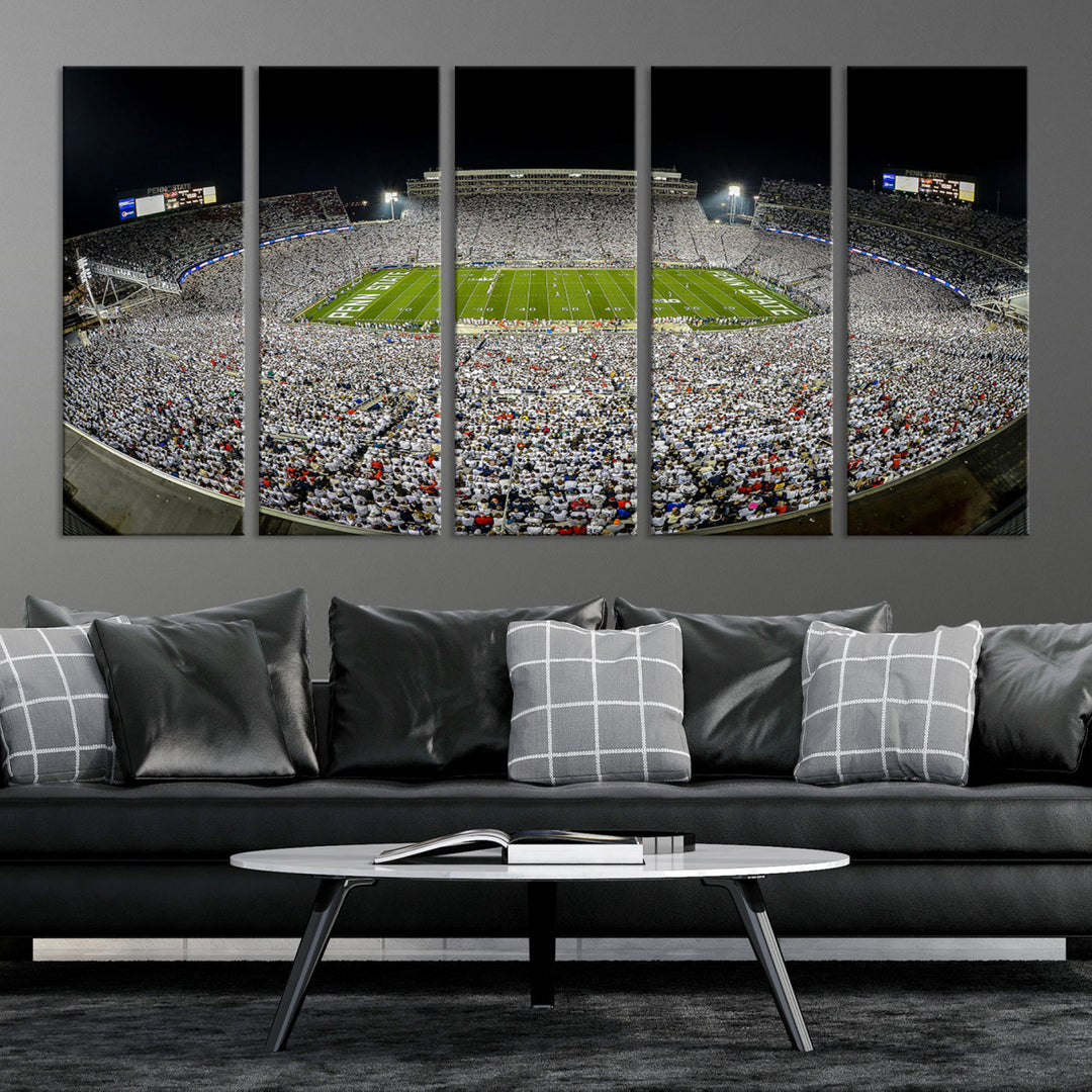 Beaver Stadium Penn State Football Wall Art Penn State Stadium Ready to Hang Canvas Stadium Print Beaver Stadium Out Penn State Night Game