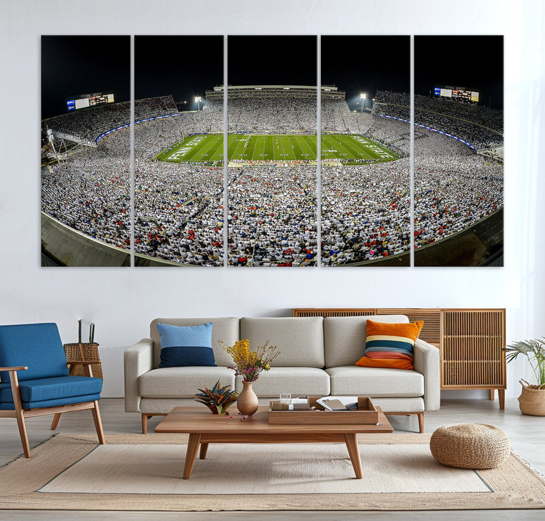 Beaver Stadium Penn State Football Wall Art Penn State Stadium Ready to Hang Canvas Stadium Print Beaver Stadium Out Penn State Night Game