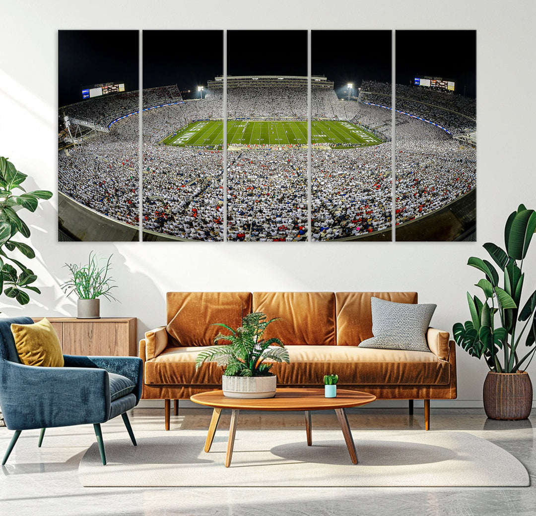 Beaver Stadium Penn State Football Wall Art Penn State Stadium Ready to Hang Canvas Stadium Print Beaver Stadium Out Penn State Night Game