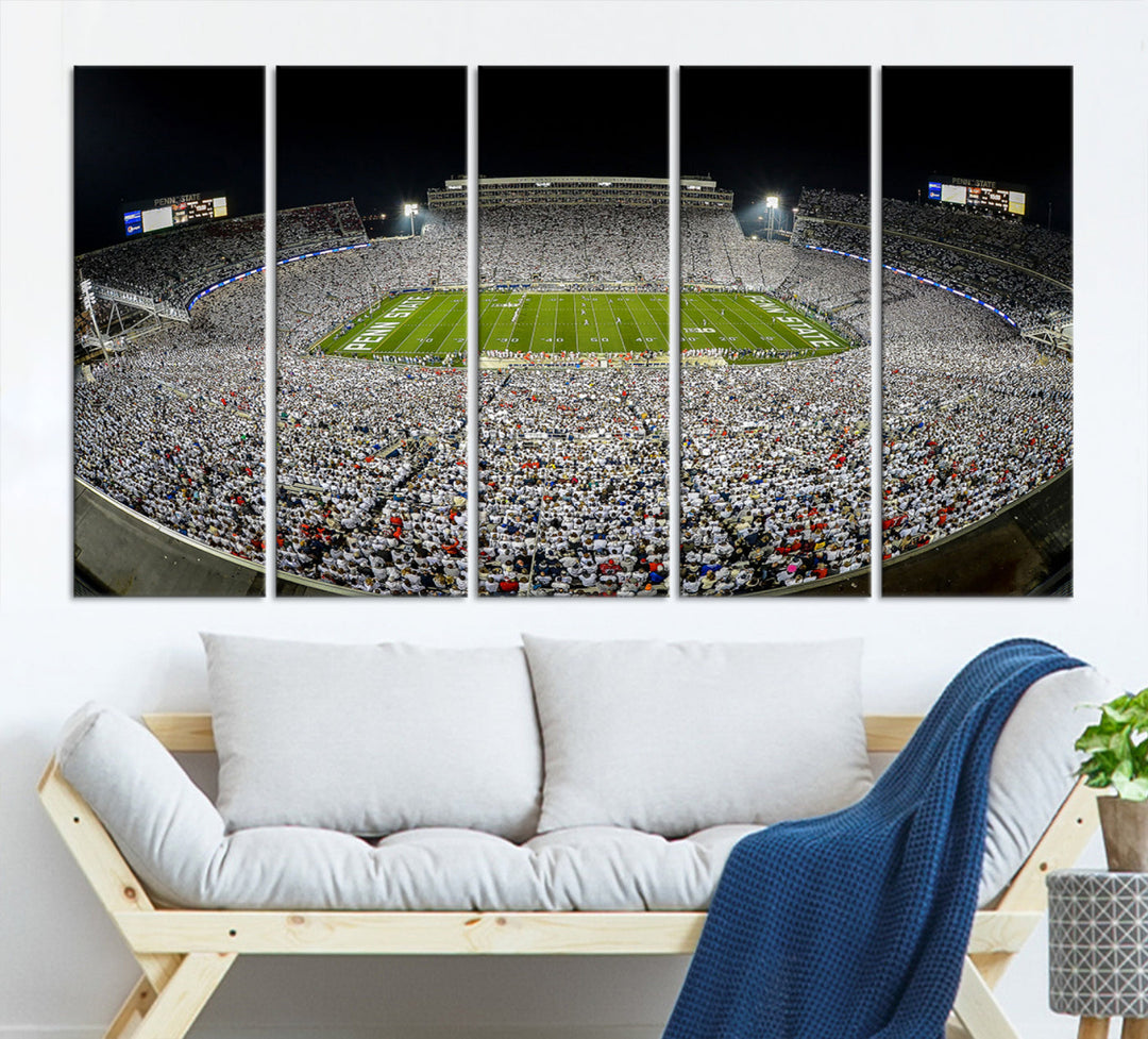 Beaver Stadium Penn State Football Wall Art Penn State Stadium Ready to Hang Canvas Stadium Print Beaver Stadium Out Penn State Night Game