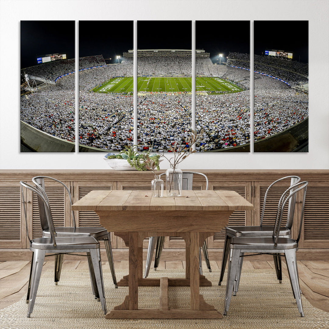 Beaver Stadium Penn State Football Wall Art Penn State Stadium Ready to Hang Canvas Stadium Print Beaver Stadium Out Penn State Night Game