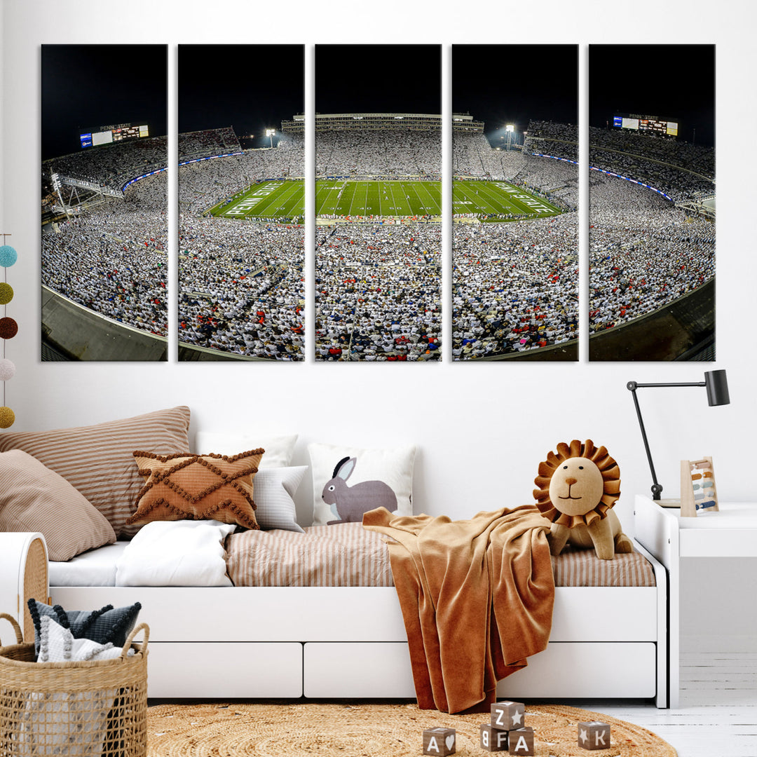 Beaver Stadium Penn State Football Wall Art Penn State Stadium Ready to Hang Canvas Stadium Print Beaver Stadium Out Penn State Night Game