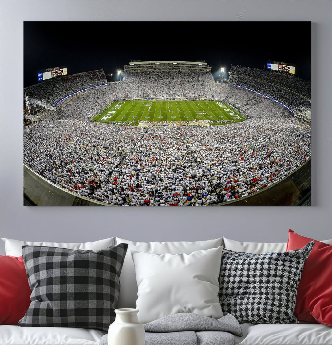 Beaver Stadium Penn State Football Wall Art Penn State Stadium Ready to Hang Canvas Stadium Print Beaver Stadium Out Penn State Night Game