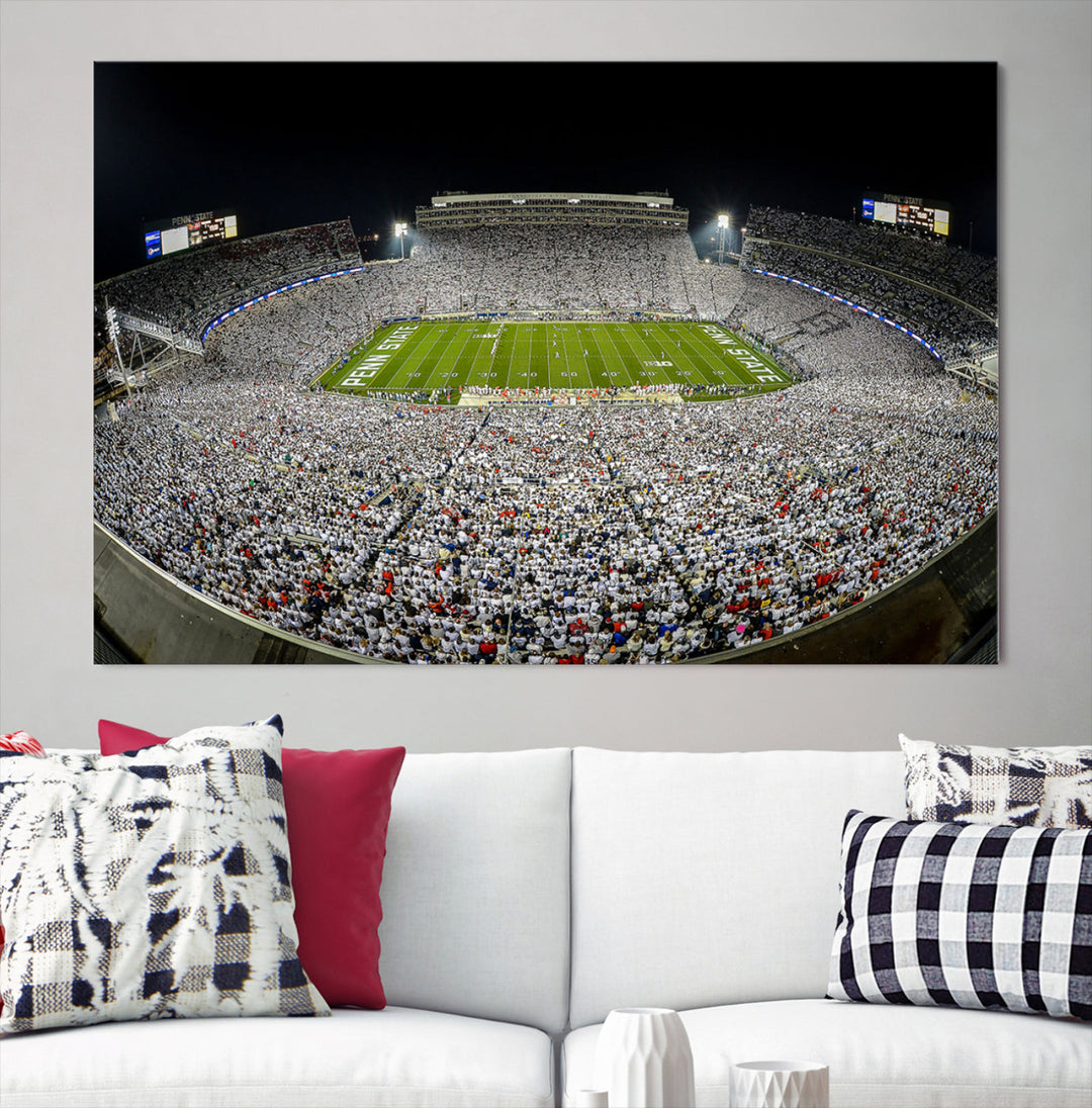 Beaver Stadium Penn State Football Wall Art Penn State Stadium Ready to Hang Canvas Stadium Print Beaver Stadium Out Penn State Night Game