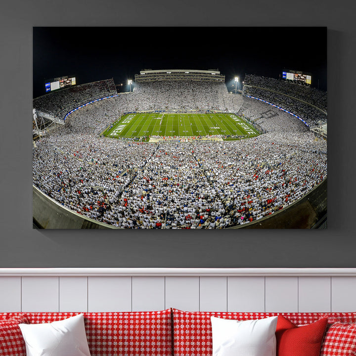 Beaver Stadium Penn State Football Wall Art Penn State Stadium Ready to Hang Canvas Stadium Print Beaver Stadium Out Penn State Night Game