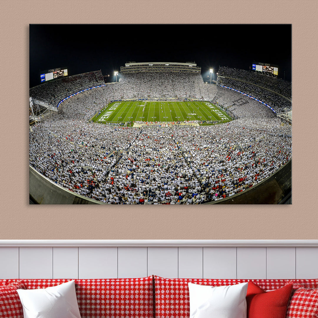 Beaver Stadium Penn State Football Wall Art Penn State Stadium Ready to Hang Canvas Stadium Print Beaver Stadium Out Penn State Night Game