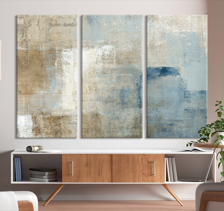 Beige Abstract Canvas Print, Neutral Boho Wall Art, Modern Minimal Wall Decoration, Framed Canvas Painting