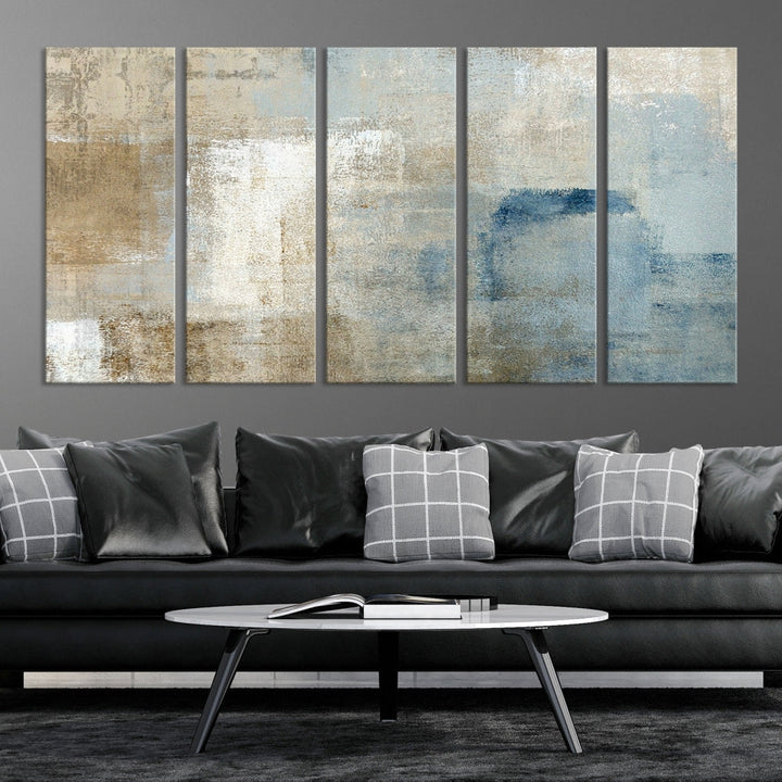 Beige Abstract Canvas Print, Neutral Boho Wall Art, Modern Minimal Wall Decoration, Framed Canvas Painting