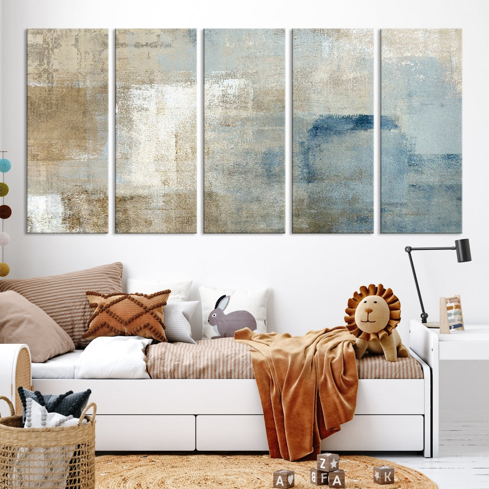 Beige Abstract Canvas Print, Neutral Boho Wall Art, Modern Minimal Wall Decoration, Framed Canvas Painting