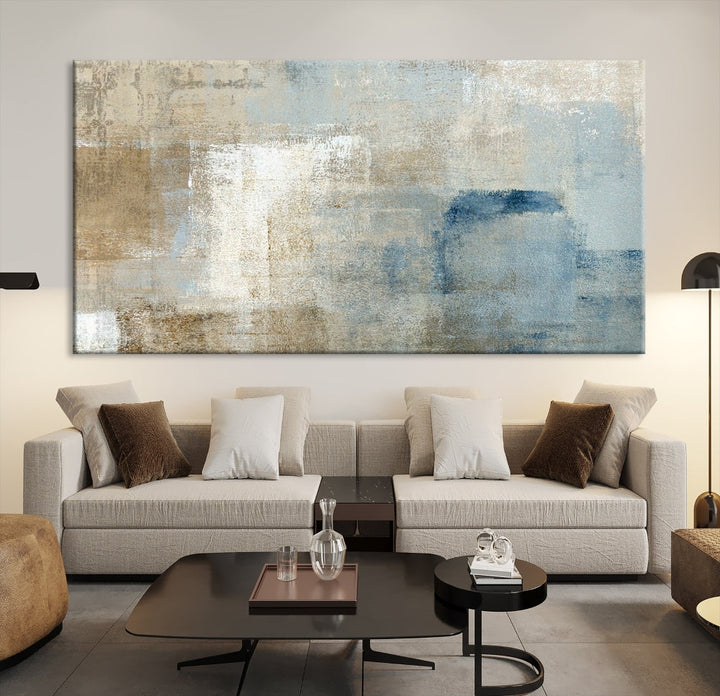 Beige Abstract Canvas Print, Neutral Boho Wall Art, Modern Minimal Wall Decoration, Framed Canvas Painting