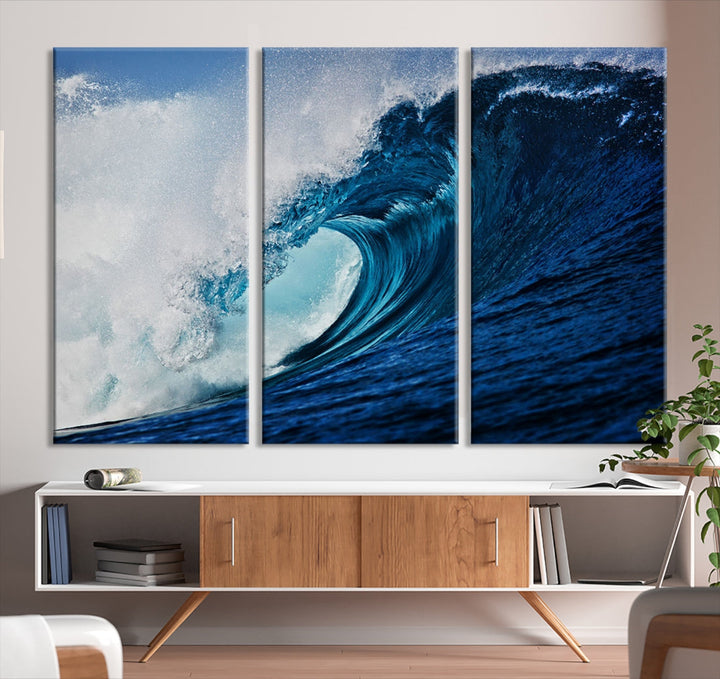 Big Blue Wave Ocean Canvas Wall Art Canvas Print Surfing Wall Decor