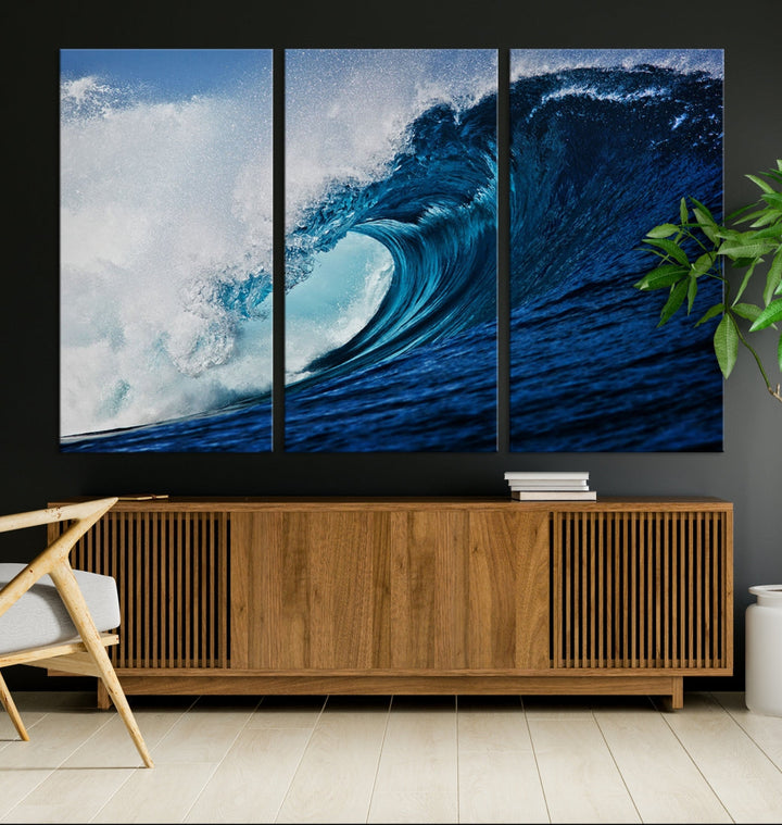 Big Blue Wave Ocean Canvas Wall Art Canvas Print Surfing Wall Decor