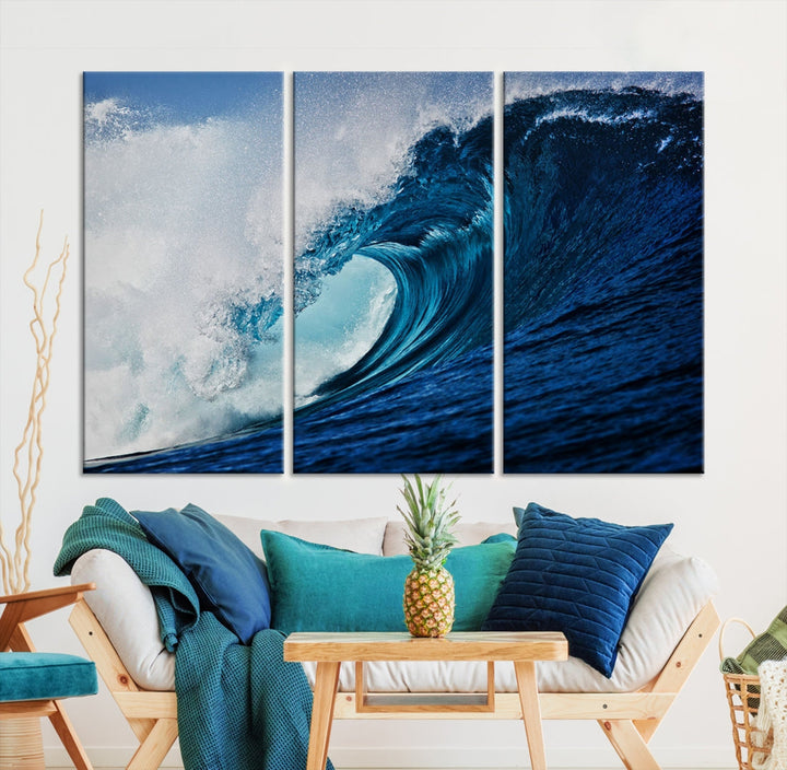 Big Blue Wave Ocean Canvas Wall Art Canvas Print Surfing Wall Decor