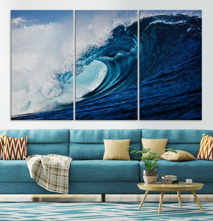 Big Blue Wave Ocean Canvas Wall Art Canvas Print Surfing Wall Decor