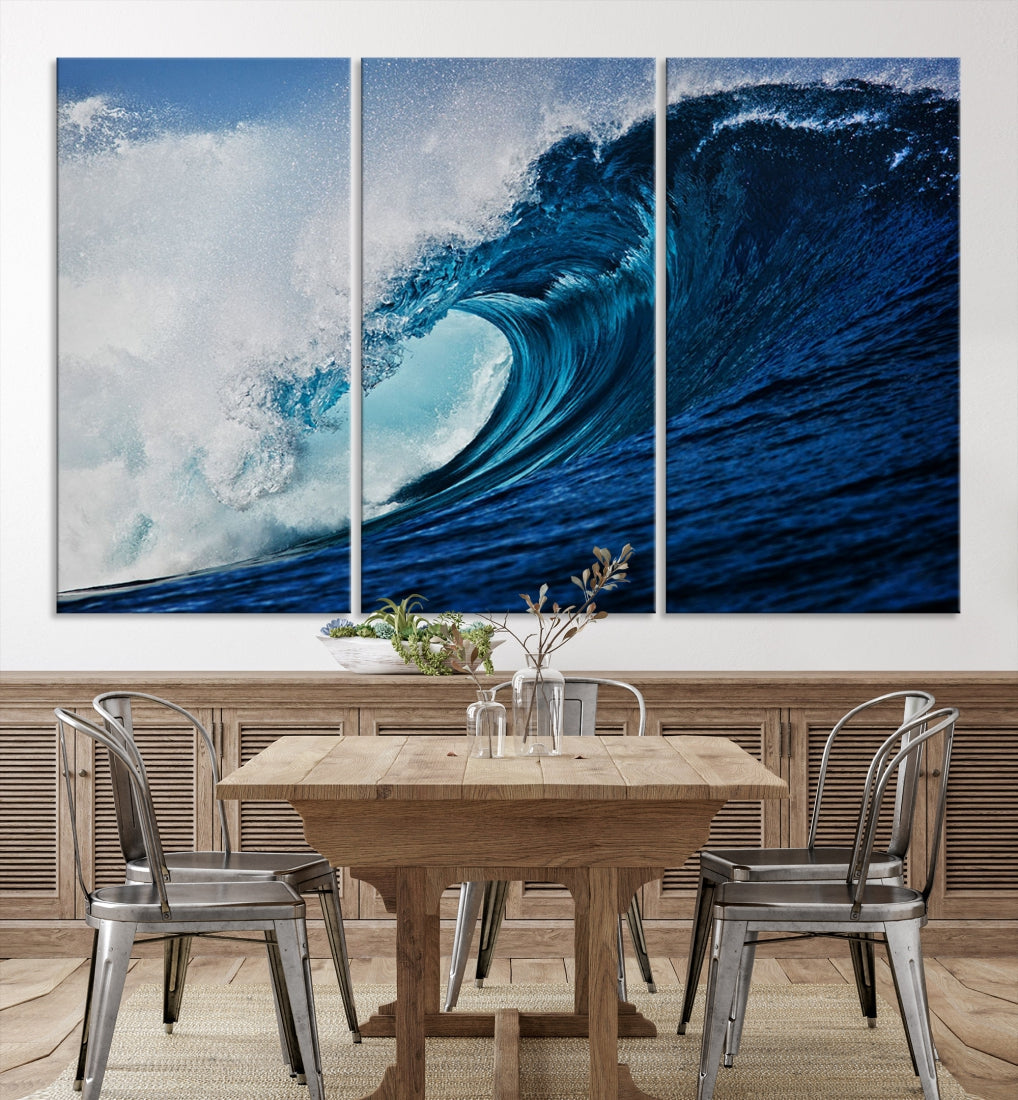 Big Blue Wave Ocean Canvas Wall Art Canvas Print Surfing Wall Decor