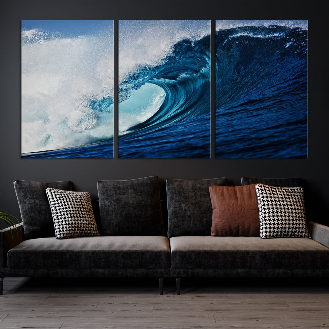 Big Blue Wave Ocean Canvas Wall Art Canvas Print Surfing Wall Decor