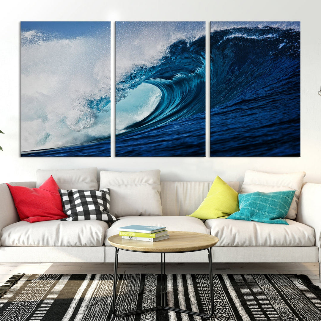 Big Blue Wave Ocean Canvas Wall Art Canvas Print Surfing Wall Decor