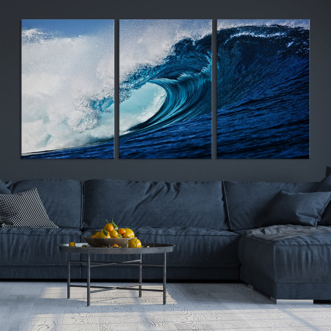 Big Blue Wave Ocean Canvas Wall Art Canvas Print Surfing Wall Decor