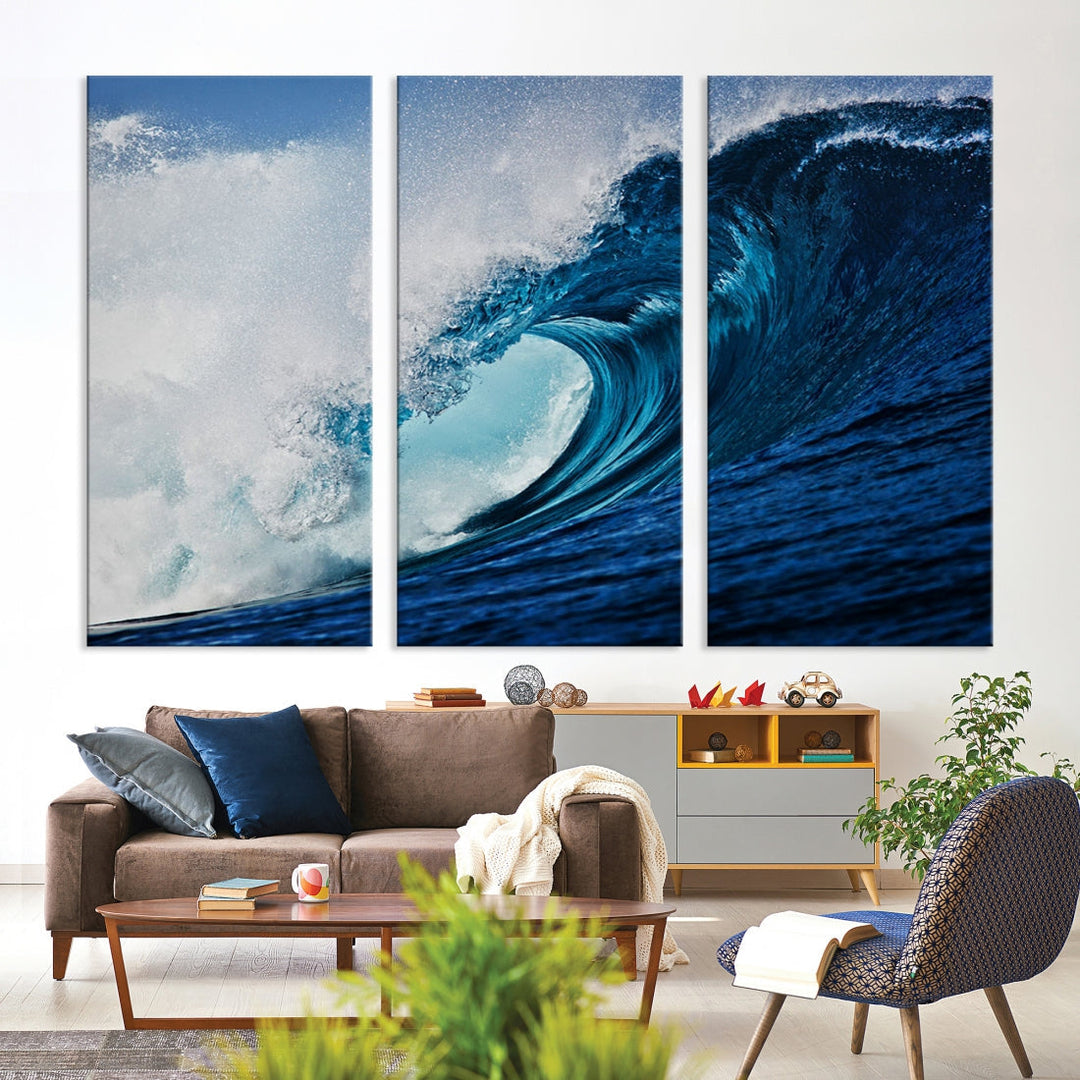 Big Blue Wave Ocean Canvas Wall Art Canvas Print Surfing Wall Decor