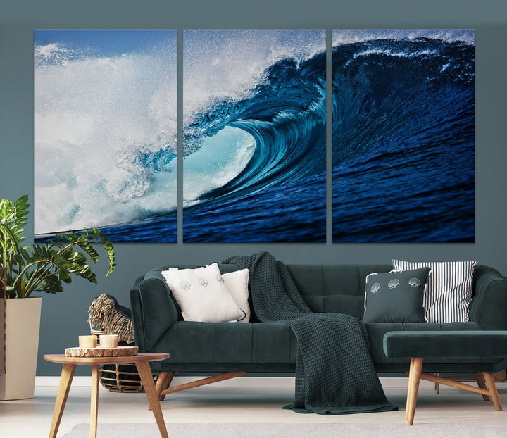 Big Blue Wave Ocean Canvas Wall Art Canvas Print Surfing Wall Decor