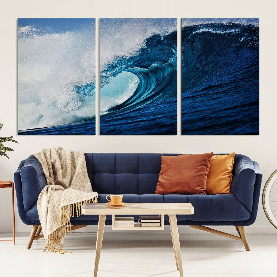 Big Blue Wave Ocean Canvas Wall Art Canvas Print Surfing Wall Decor