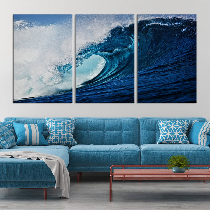 Big Blue Wave Ocean Canvas Wall Art Canvas Print Surfing Wall Decor