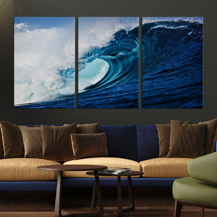 Big Blue Wave Ocean Canvas Wall Art Canvas Print Surfing Wall Decor