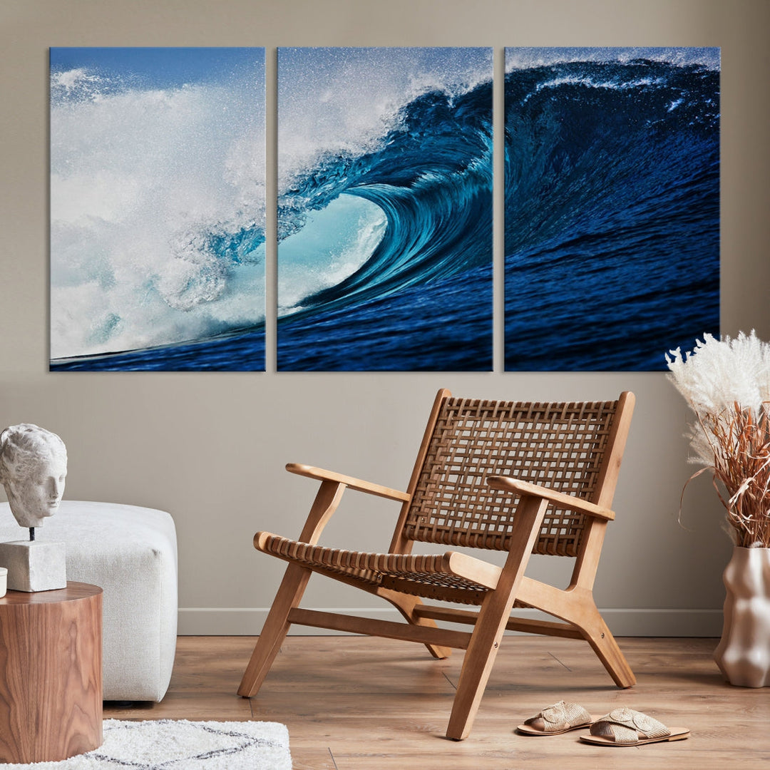 Big Blue Wave Ocean Canvas Wall Art Canvas Print Surfing Wall Decor