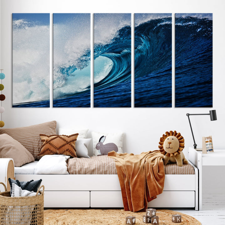 Big Blue Wave Ocean Canvas Wall Art Canvas Print Surfing Wall Decor