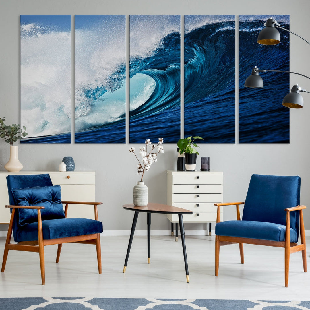 Big Blue Wave Ocean Canvas Wall Art Canvas Print Surfing Wall Decor