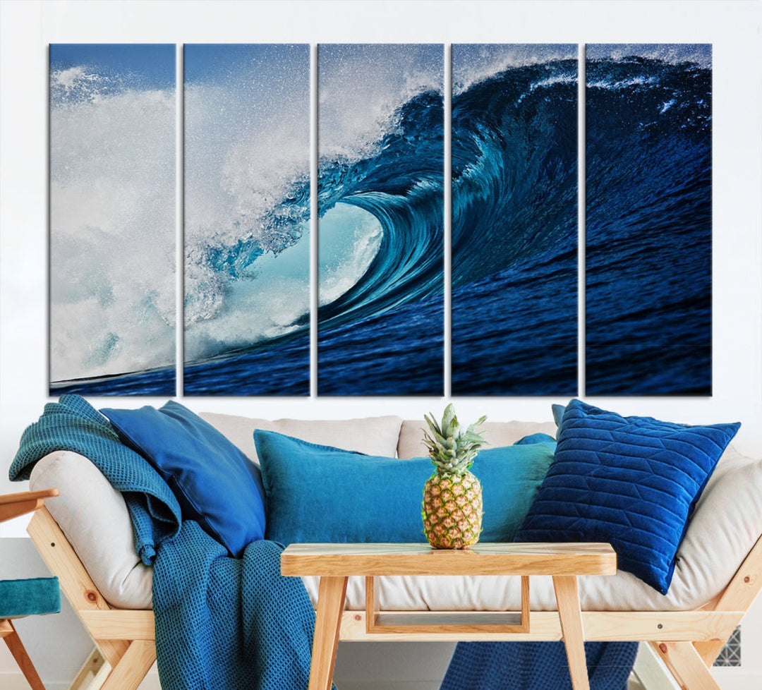 Big Blue Wave Ocean Canvas Wall Art Canvas Print Surfing Wall Decor