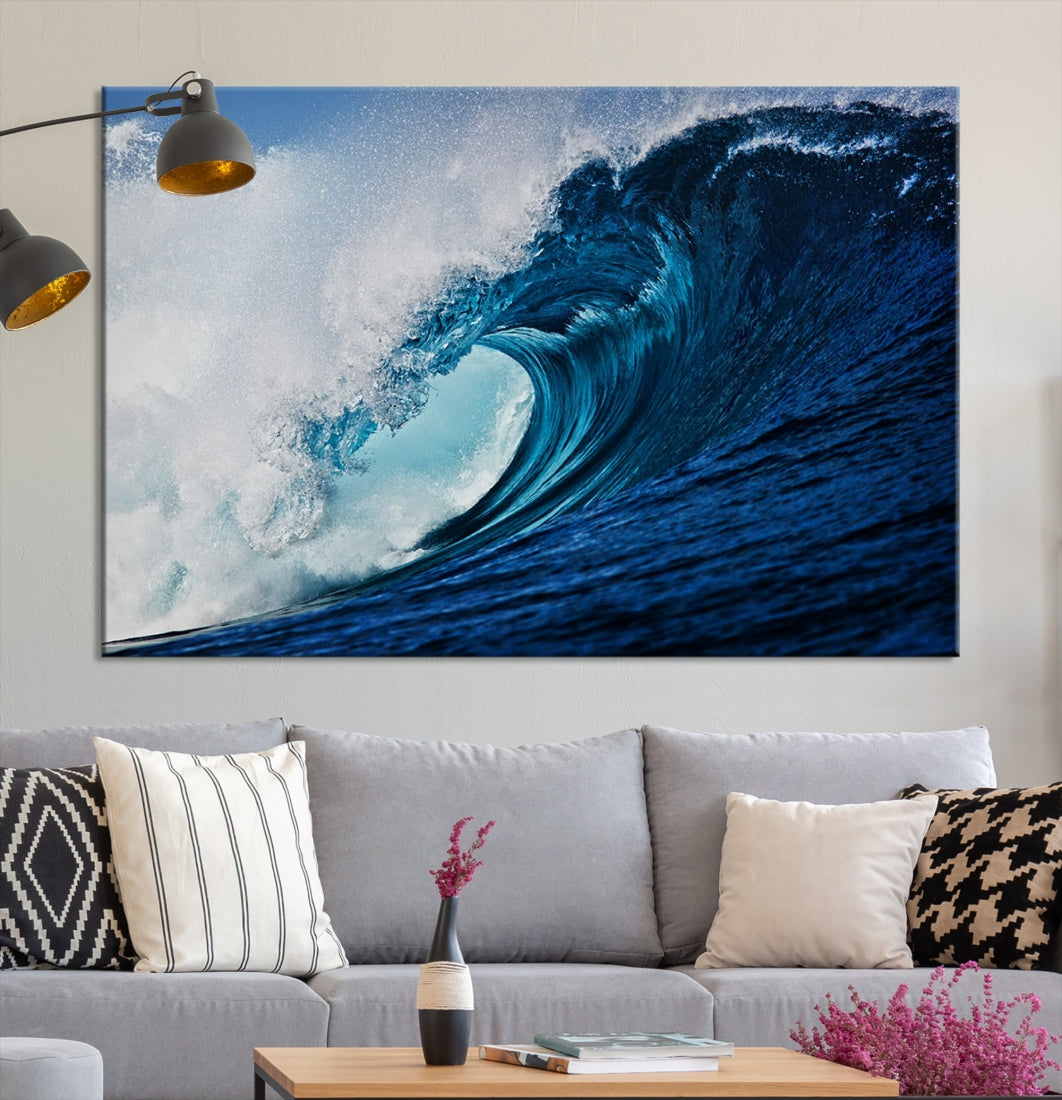 Big Blue Wave Ocean Canvas Wall Art Canvas Print Surfing Wall Decor