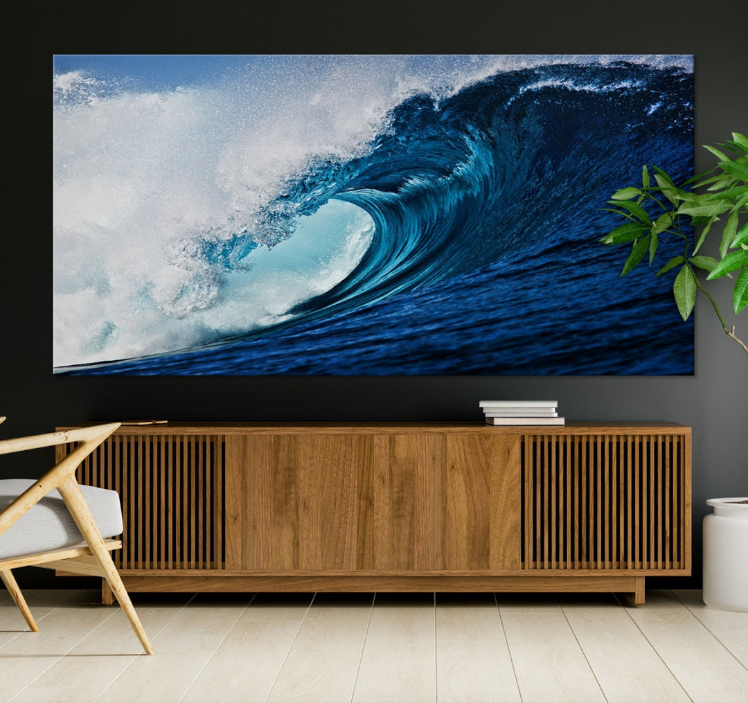 Big Blue Wave Ocean Canvas Wall Art Canvas Print Surfing Wall Decor