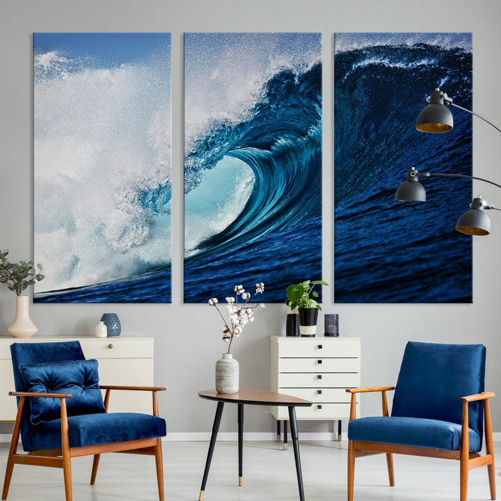 Big Blue Wave Ocean Canvas Wall Art Canvas Print Surfing Wall Decor