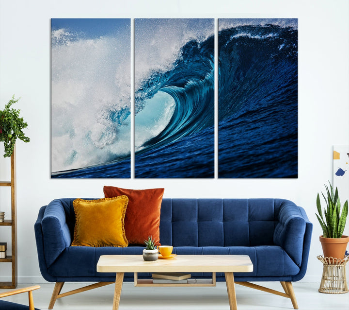 Big Blue Wave Ocean Canvas Wall Art Canvas Print Surfing Wall Decor