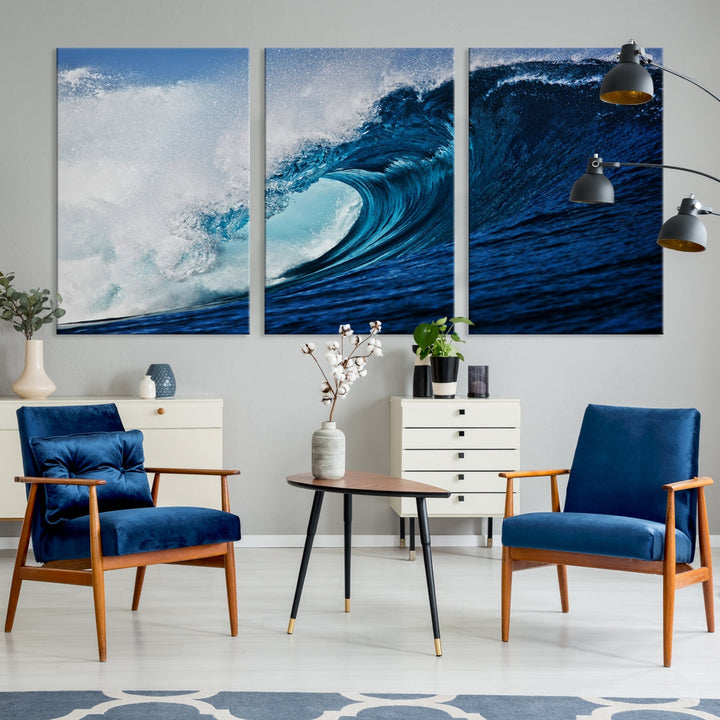 Big Blue Wave Ocean Canvas Wall Art Canvas Print Surfing Wall Decor