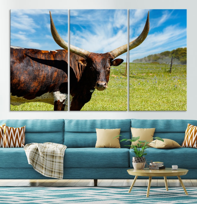 Big Horn and Cow Large Wall Art Canvas Print