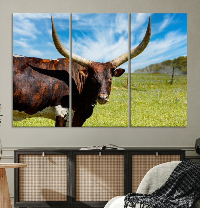 Big Horn and Cow Large Wall Art Canvas Print